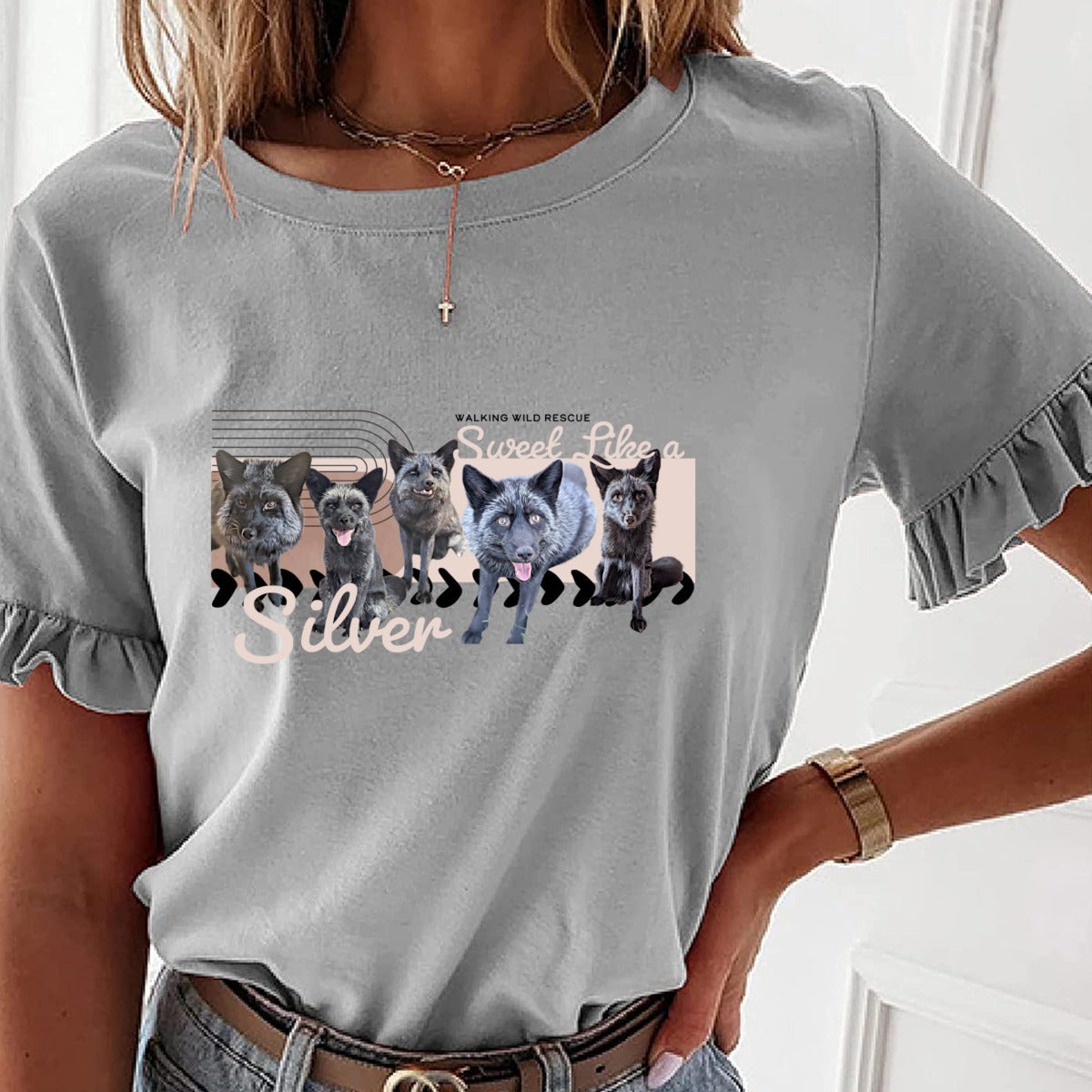 Sweet Like a Silver Women's Ruffled Sleave Shirt